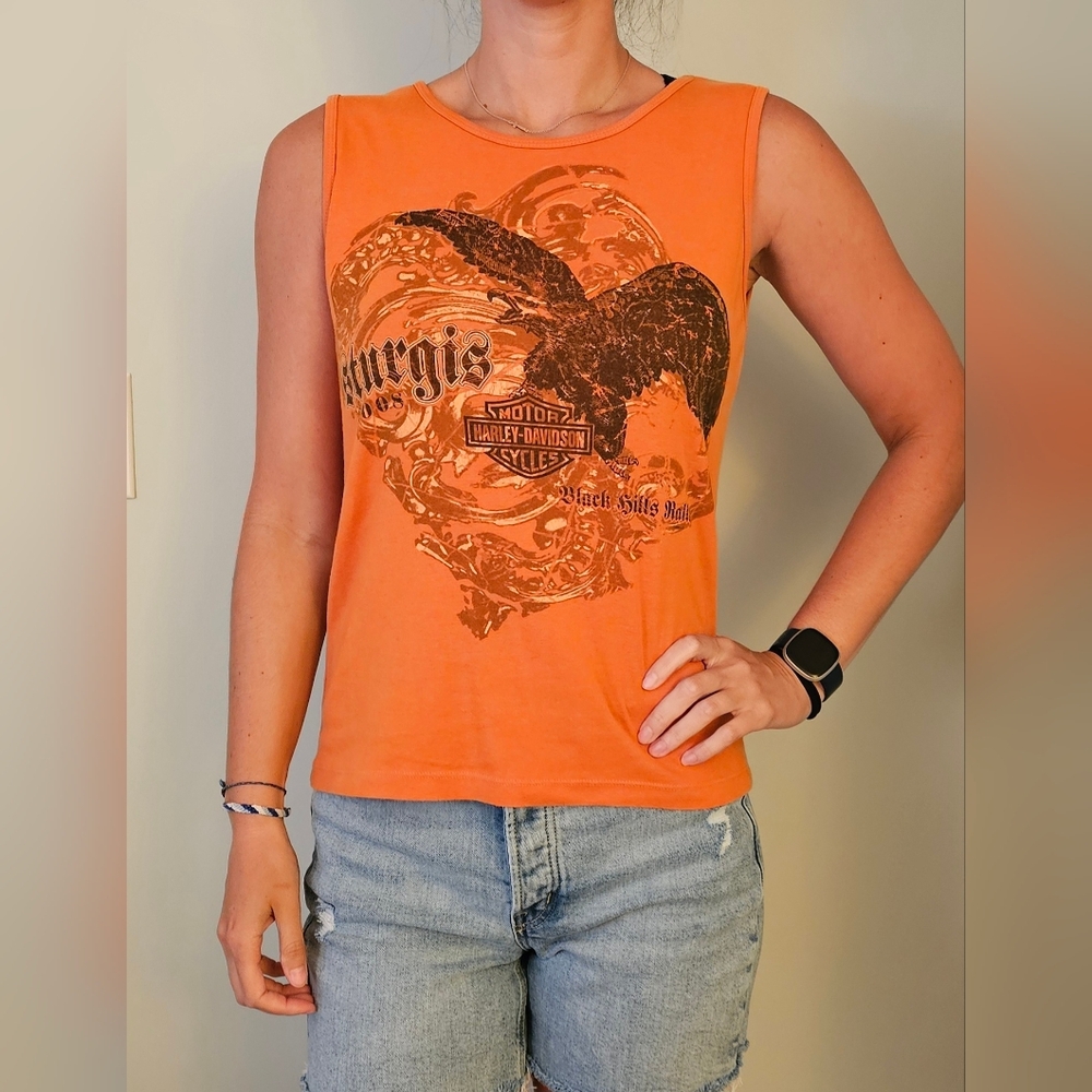 Harley-Davidson tank top in Orange. Size L. Sturgis Trip